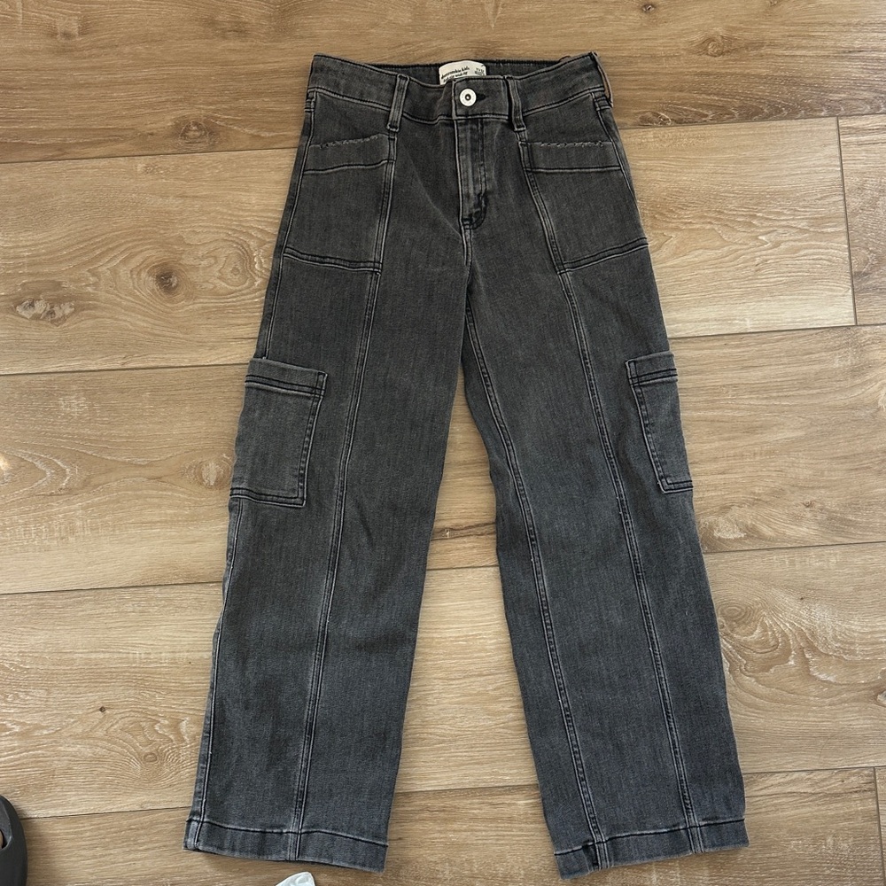 Abercrombie Kids Charcoal Cargo Jeans